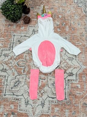 Unbranded White & Pink Unicorn Hooded One-Piece for Kids